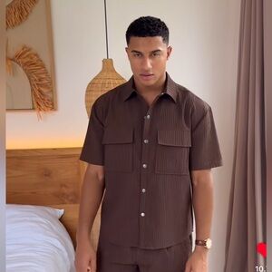 Boohoo Brown Casual Button Down Shirt